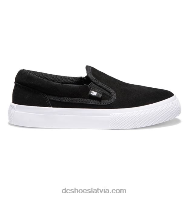 N008N509 bērnu manuāli uzvelkami zamšādas apavi melns balts DC Shoes