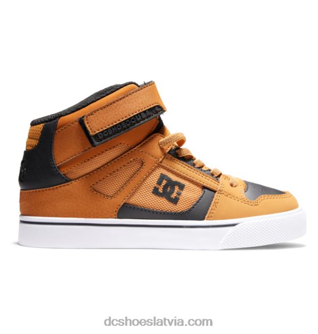 N008N522 Bērnu tīri, elastīgi mežģīņu apavi ar augstu augšdaļu kvieši/melnie DC Shoes