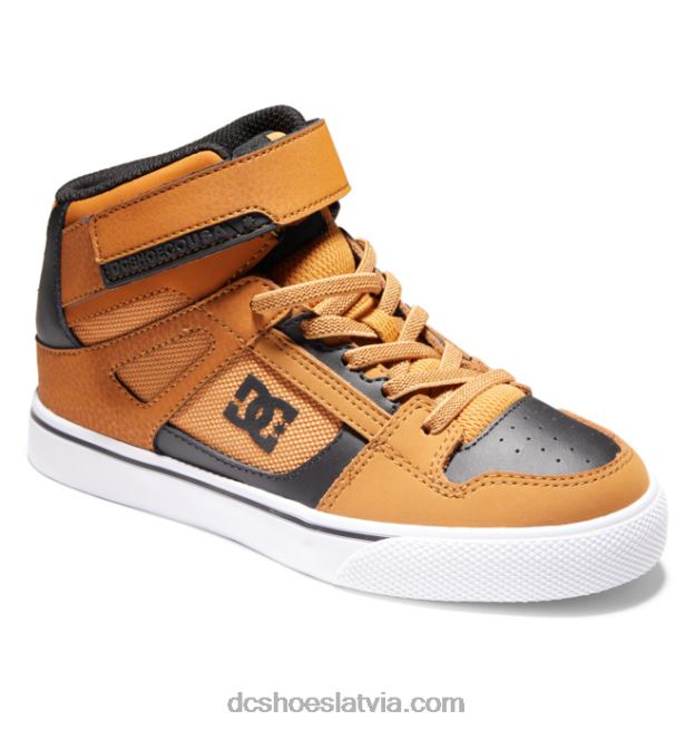 N008N522 Bērnu tīri, elastīgi mežģīņu apavi ar augstu augšdaļu kvieši/melnie DC Shoes
