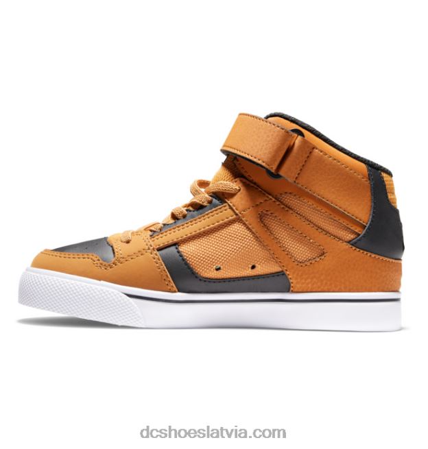 N008N522 Bērnu tīri, elastīgi mežģīņu apavi ar augstu augšdaļu kvieši/melnie DC Shoes