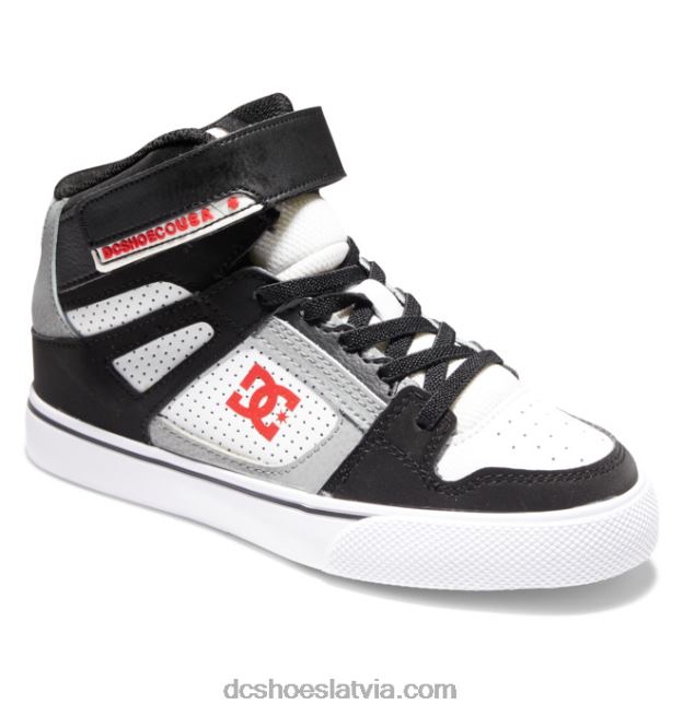 N008N524 Bērnu tīri, elastīgi mežģīņu apavi ar augstu augšdaļu balts/melns/sarkans DC Shoes