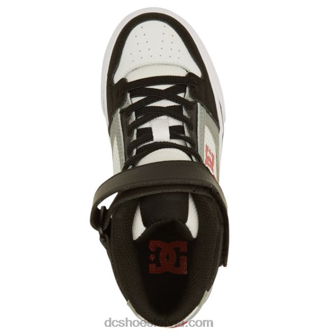 N008N524 Bērnu tīri, elastīgi mežģīņu apavi ar augstu augšdaļu balts/melns/sarkans DC Shoes