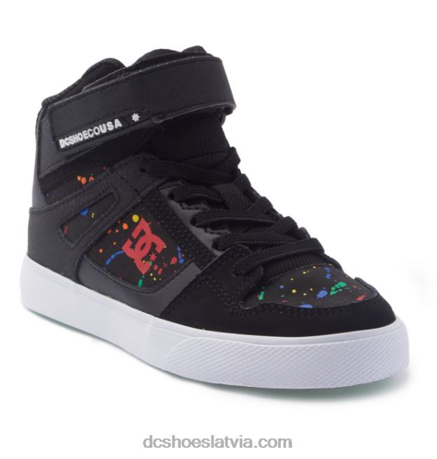 N008N526 Bērnu tīri, elastīgi mežģīņu apavi ar augstu augšdaļu melns/šļaksts DC Shoes