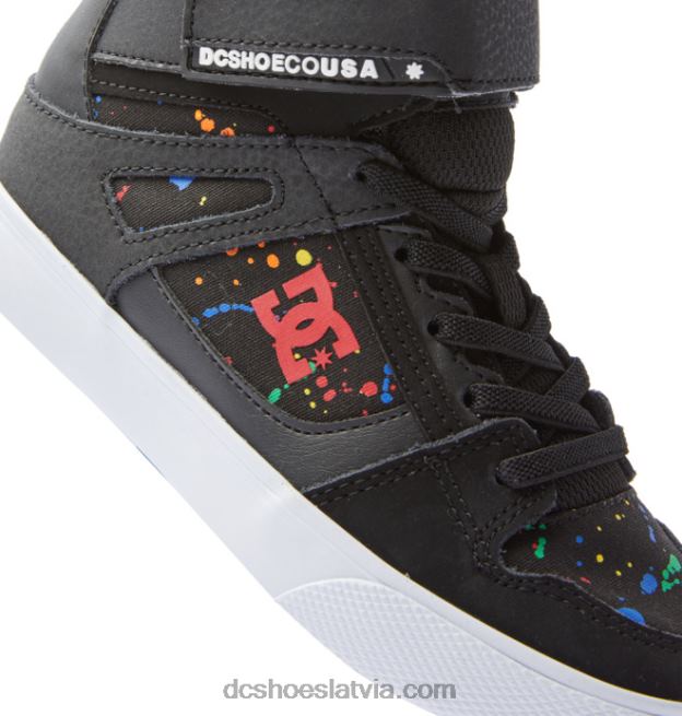N008N526 Bērnu tīri, elastīgi mežģīņu apavi ar augstu augšdaļu melns/šļaksts DC Shoes