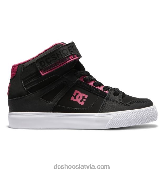 N008N529 Bērnu tīri, elastīgi mežģīņu apavi ar augstu augšdaļu melns/rozā DC Shoes