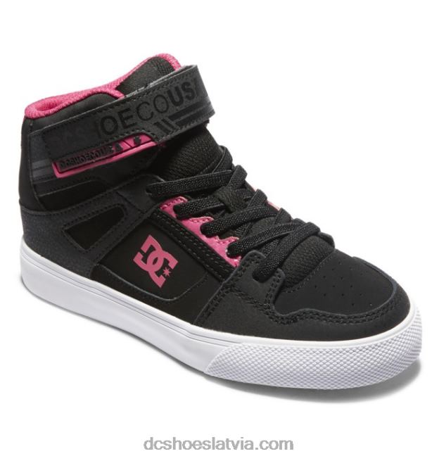 N008N529 Bērnu tīri, elastīgi mežģīņu apavi ar augstu augšdaļu melns/rozā DC Shoes