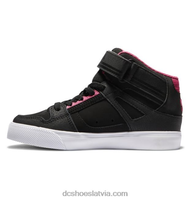 N008N529 Bērnu tīri, elastīgi mežģīņu apavi ar augstu augšdaļu melns/rozā DC Shoes