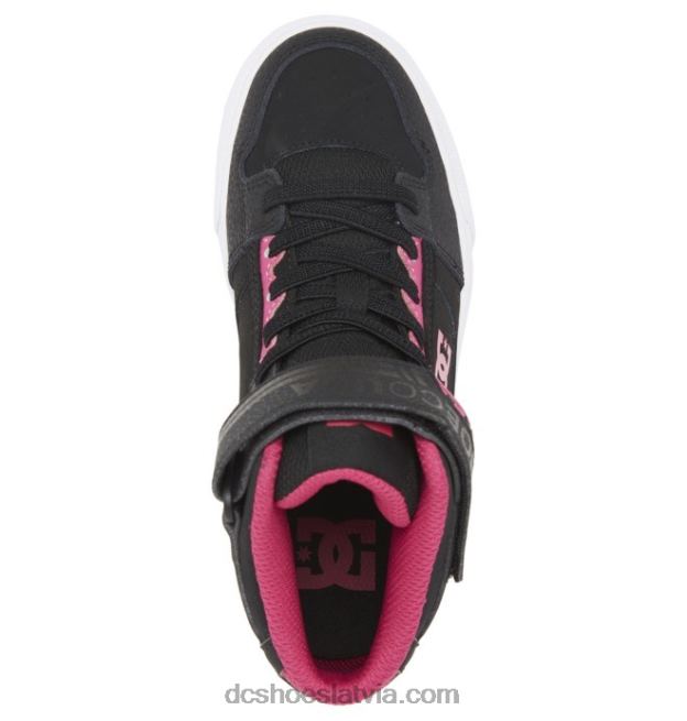 N008N529 Bērnu tīri, elastīgi mežģīņu apavi ar augstu augšdaļu melns/rozā DC Shoes