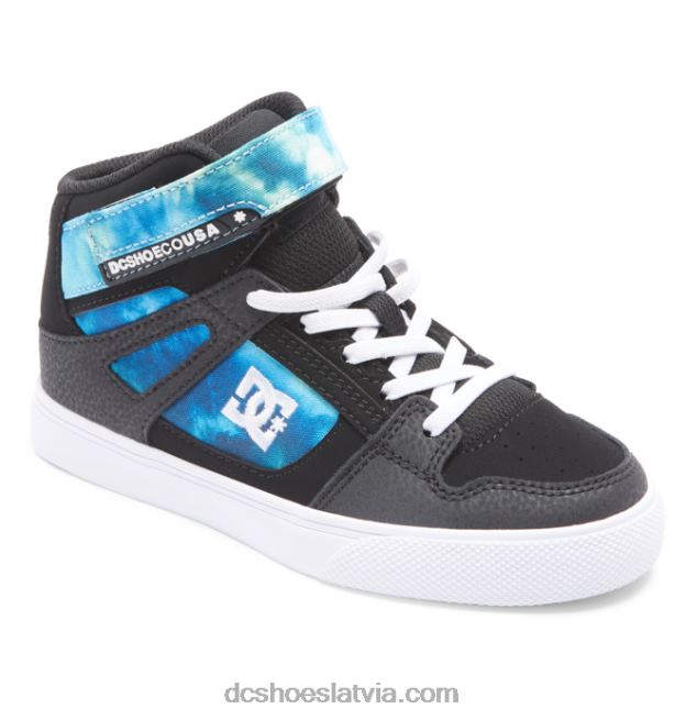 N008N533 Bērnu tīri, elastīgi mežģīņu apavi ar augstu augšdaļu melns/zils/zaļš DC Shoes