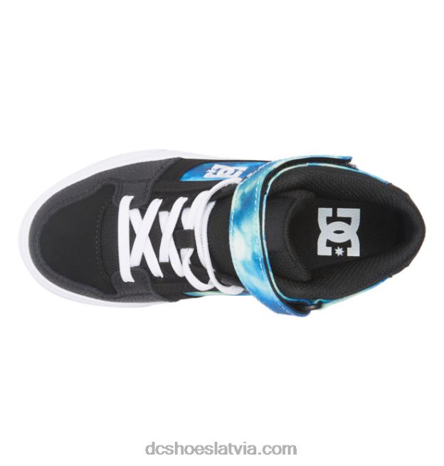 N008N533 Bērnu tīri, elastīgi mežģīņu apavi ar augstu augšdaļu melns/zils/zaļš DC Shoes