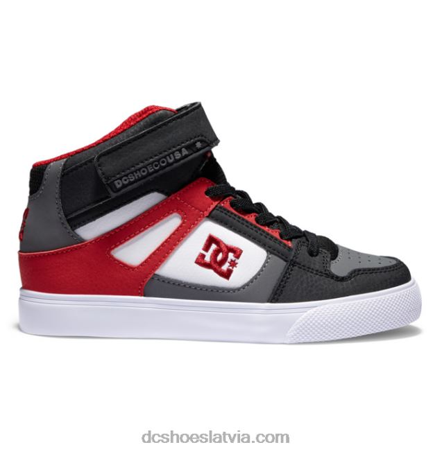 N008N539 Bērnu tīri, elastīgi mežģīņu apavi ar augstu augšdaļu balts/pelēks/sarkans DC Shoes