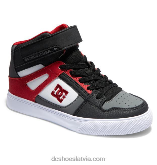 N008N539 Bērnu tīri, elastīgi mežģīņu apavi ar augstu augšdaļu balts/pelēks/sarkans DC Shoes