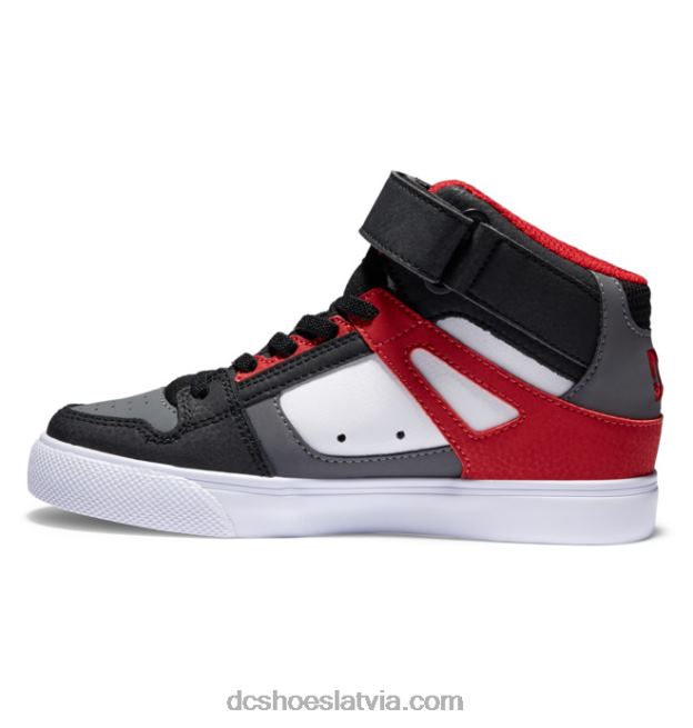 N008N539 Bērnu tīri, elastīgi mežģīņu apavi ar augstu augšdaļu balts/pelēks/sarkans DC Shoes