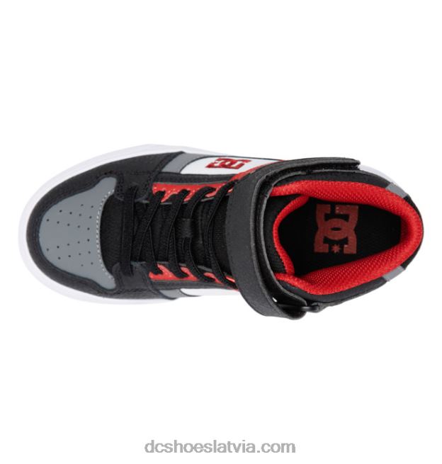 N008N539 Bērnu tīri, elastīgi mežģīņu apavi ar augstu augšdaļu balts/pelēks/sarkans DC Shoes