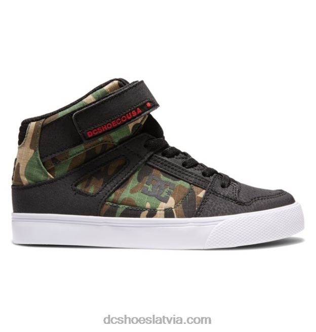 N008N542 Bērnu tīri, elastīgi mežģīņu apavi ar augstu augšdaļu melns camo DC Shoes