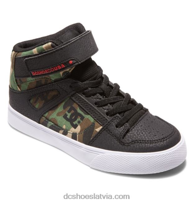 N008N542 Bērnu tīri, elastīgi mežģīņu apavi ar augstu augšdaļu melns camo DC Shoes