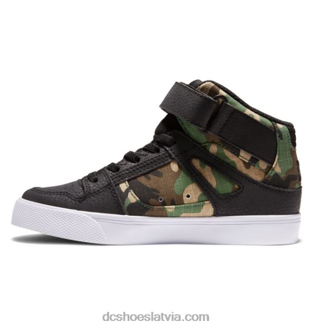 N008N542 Bērnu tīri, elastīgi mežģīņu apavi ar augstu augšdaļu melns camo DC Shoes