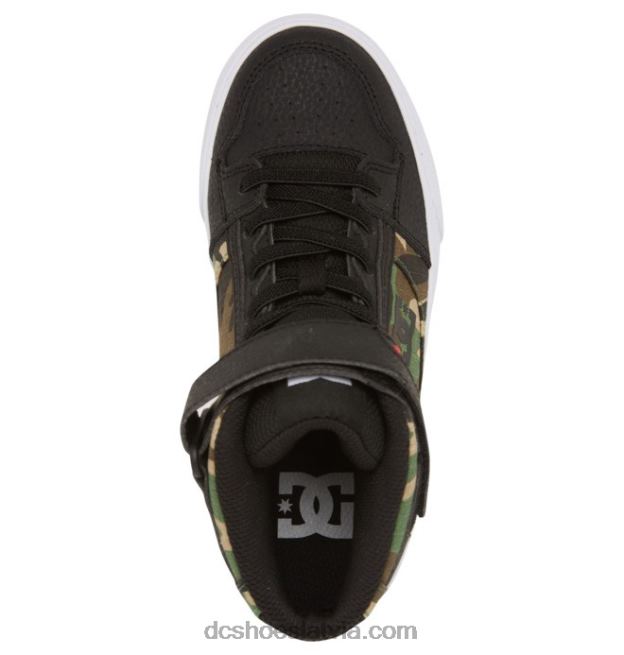 N008N542 Bērnu tīri, elastīgi mežģīņu apavi ar augstu augšdaļu melns camo DC Shoes