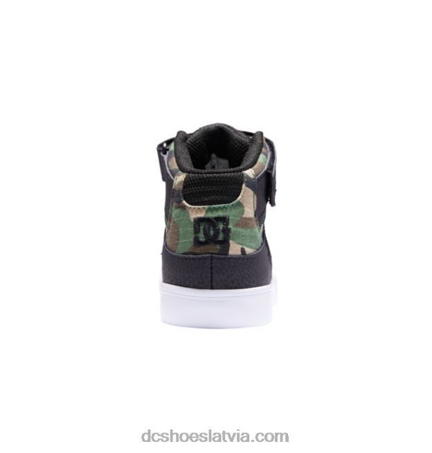 N008N542 Bērnu tīri, elastīgi mežģīņu apavi ar augstu augšdaļu melns camo DC Shoes