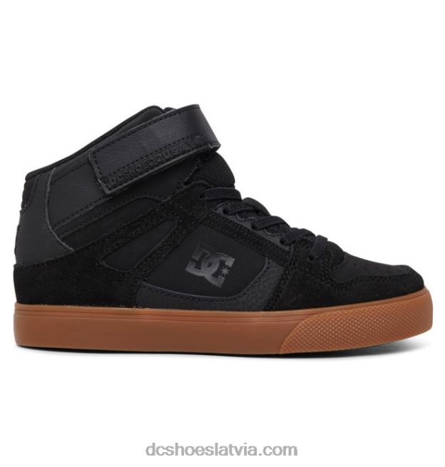 N008N546 Bērnu tīri, elastīgi mežģīņu apavi ar augstu augšdaļu melns/gumija DC Shoes
