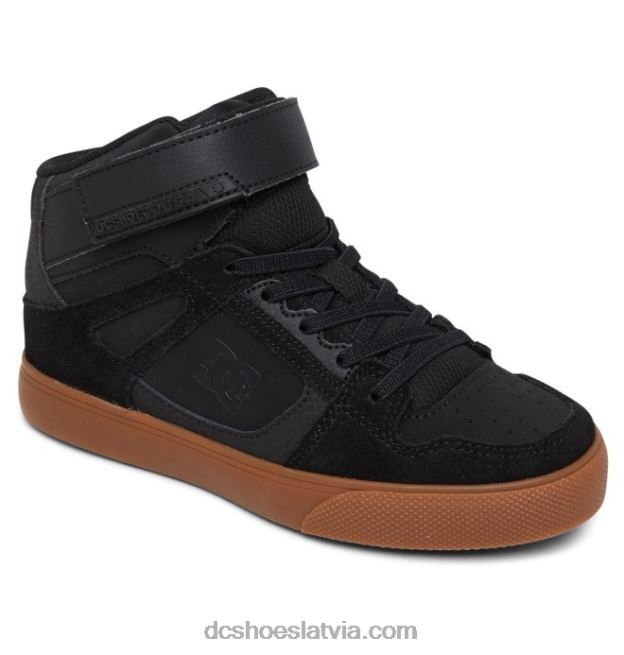 N008N546 Bērnu tīri, elastīgi mežģīņu apavi ar augstu augšdaļu melns/gumija DC Shoes