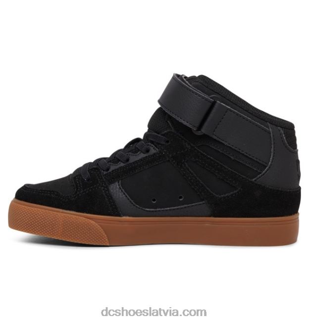 N008N546 Bērnu tīri, elastīgi mežģīņu apavi ar augstu augšdaļu melns/gumija DC Shoes