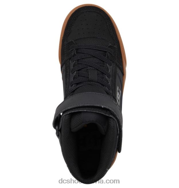 N008N546 Bērnu tīri, elastīgi mežģīņu apavi ar augstu augšdaļu melns/gumija DC Shoes