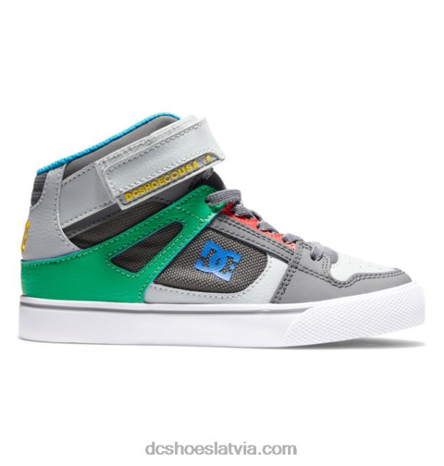 N008N569 Bērnu tīri, elastīgi mežģīņu apavi ar augstu augšdaļu pelēks/zaļš DC Shoes