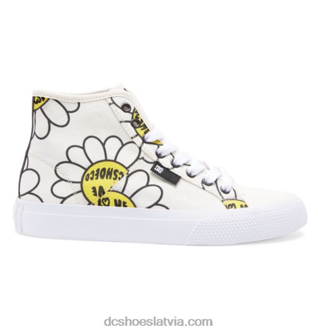N008N470 sieviešu rokasgrāmatas hi, augstas augšdaļas audekla kurpes balts/melns/zieds DC Shoes