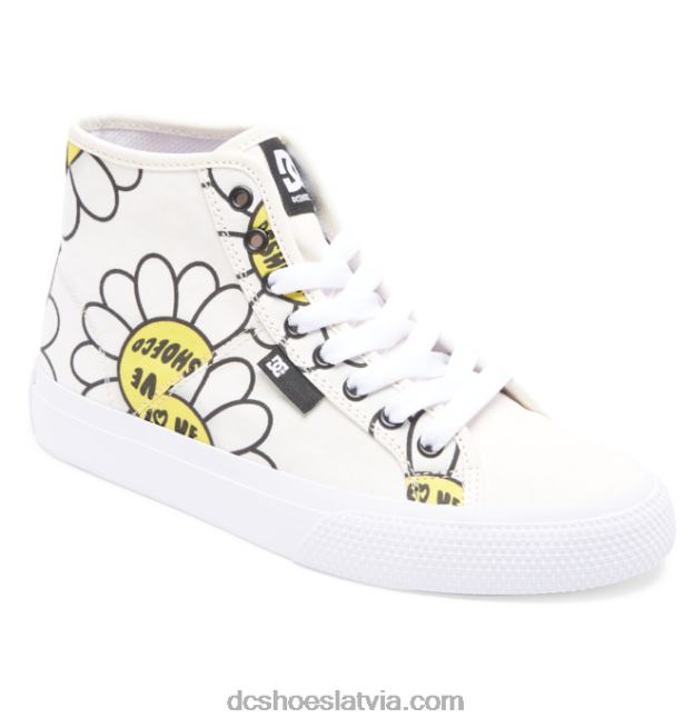 N008N470 sieviešu rokasgrāmatas hi, augstas augšdaļas audekla kurpes balts/melns/zieds DC Shoes