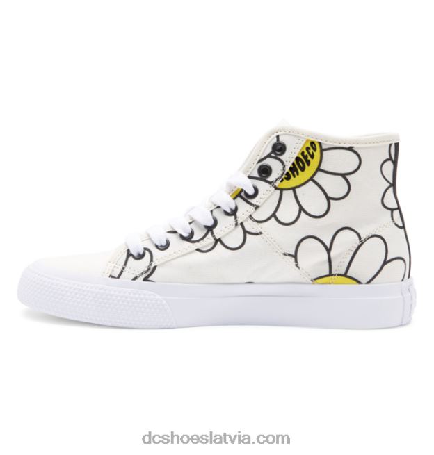 N008N470 sieviešu rokasgrāmatas hi, augstas augšdaļas audekla kurpes balts/melns/zieds DC Shoes