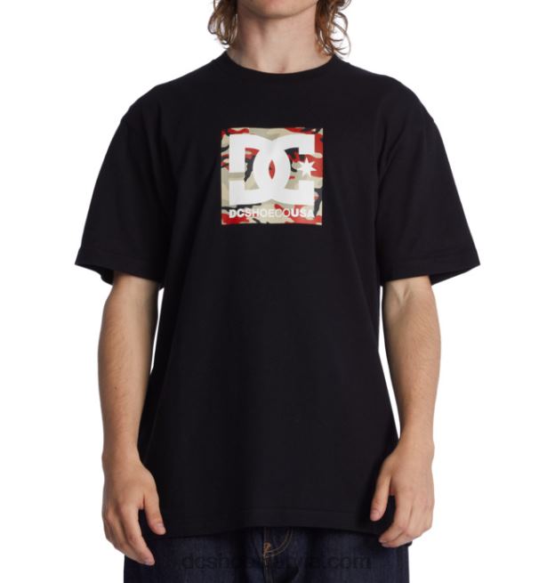 N008N124 vīriešu līdzstrāvas kvadrātveida t-krekls ar zvaigznīti melna/uguns kamobīne DC Shoes