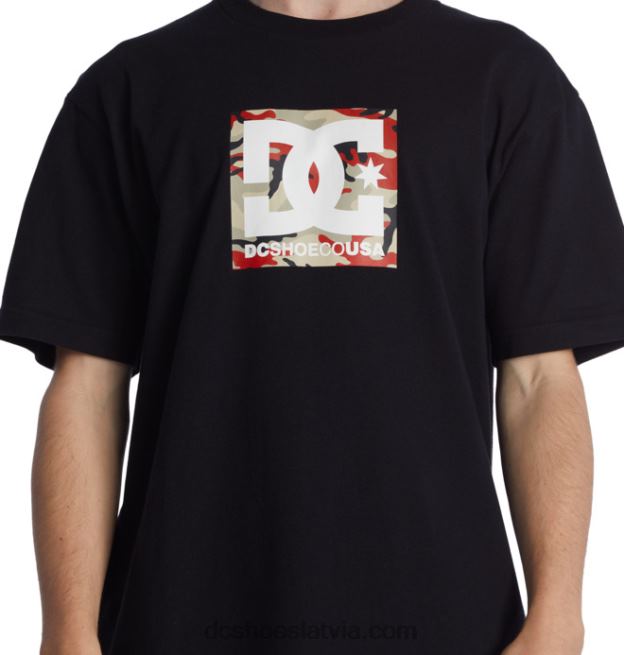 N008N124 vīriešu līdzstrāvas kvadrātveida t-krekls ar zvaigznīti melna/uguns kamobīne DC Shoes