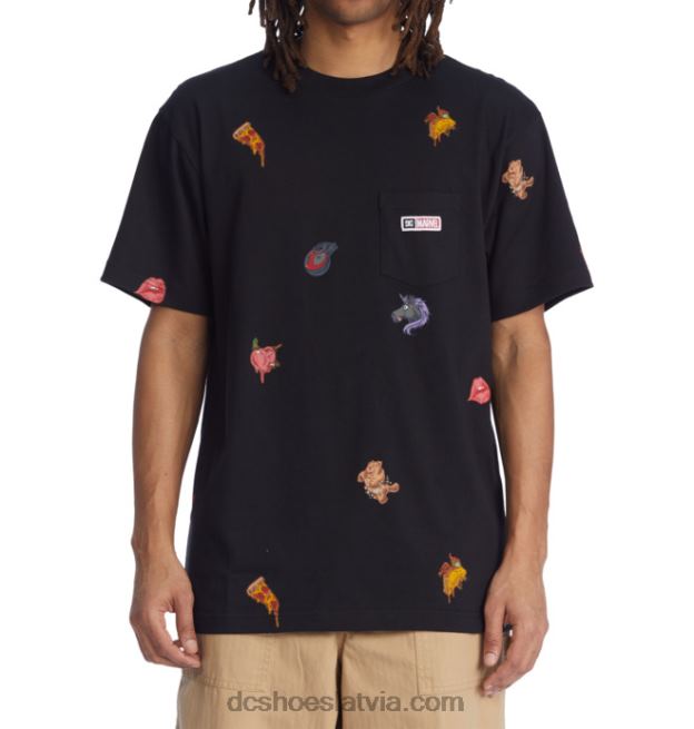 N008N404 vīriešu marvel deadpool x dc viscaur kabatas t-krekls melns DC Shoes