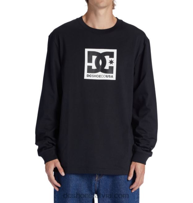 N008N416 vīriešu līdzstrāvas kvadrātveida t-krekls ar garām piedurknēm melns DC Shoes