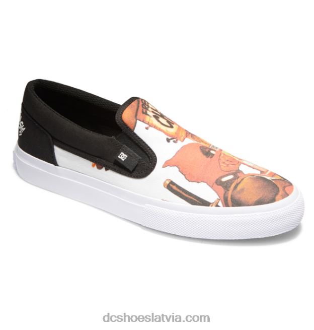 N008N392 vīriešu marvel deadpool x dc manuāli uzvelkami apavi melna/balta apdruka DC Shoes
