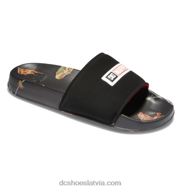 N008N353 vīriešu marvel deadpool x dc slides melna apdruka DC Shoes