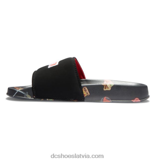N008N353 vīriešu marvel deadpool x dc slides melna apdruka DC Shoes