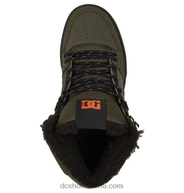 N008N303 vīriešu ziemas apavi ar augstu augšdaļu putekļaina olīvu/apelsīnu DC Shoes